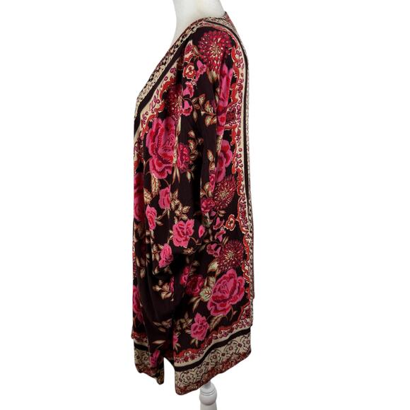 Angie‎ Womens Floral Print Kimono Swim Cover Up Sz M Boho Flowy Hippie Festival - Picture 2 of 12